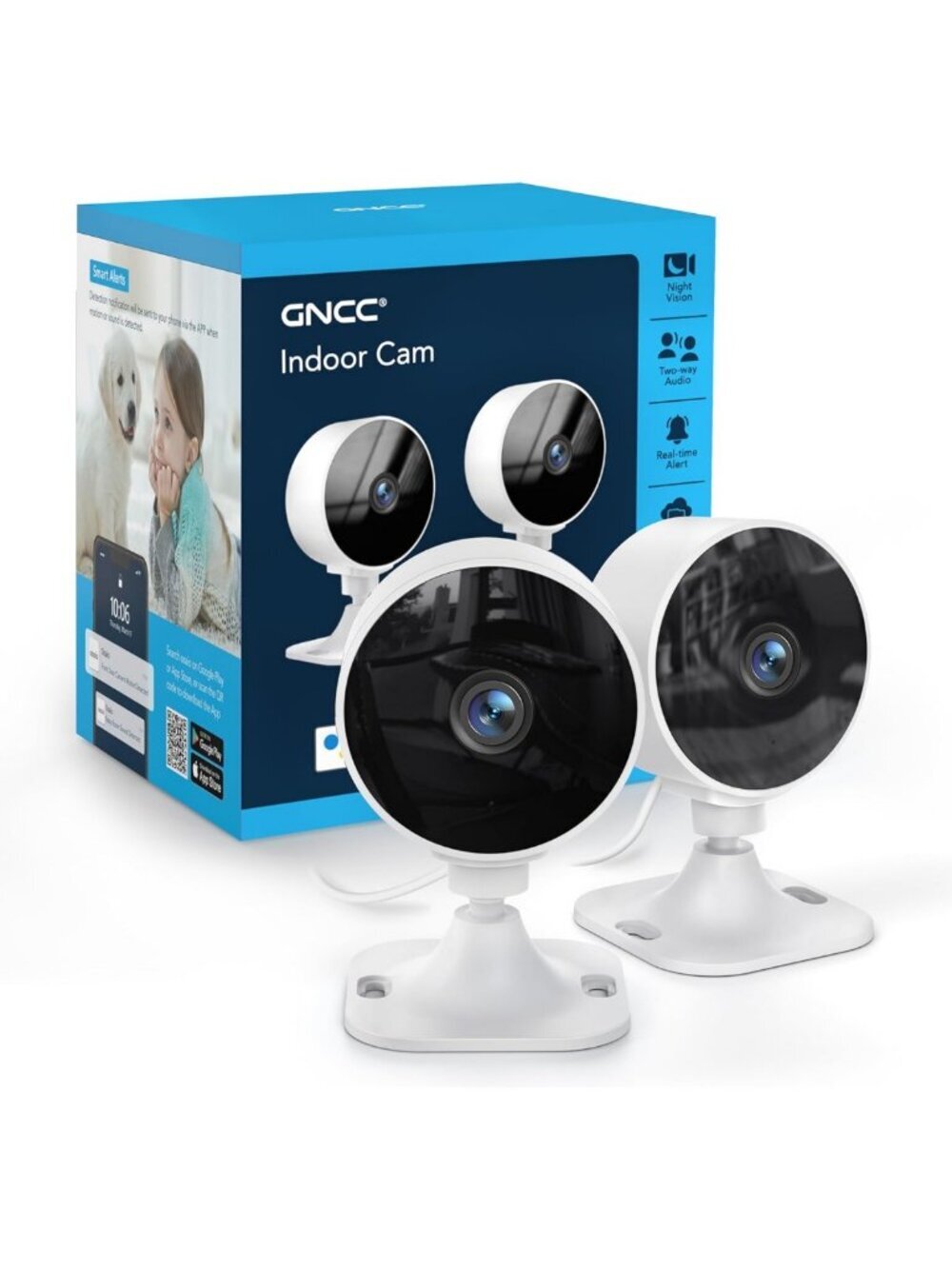 Indoor Security Camera 2-Pack | 1080P Baby & Pet Monitor, Motion Detection
